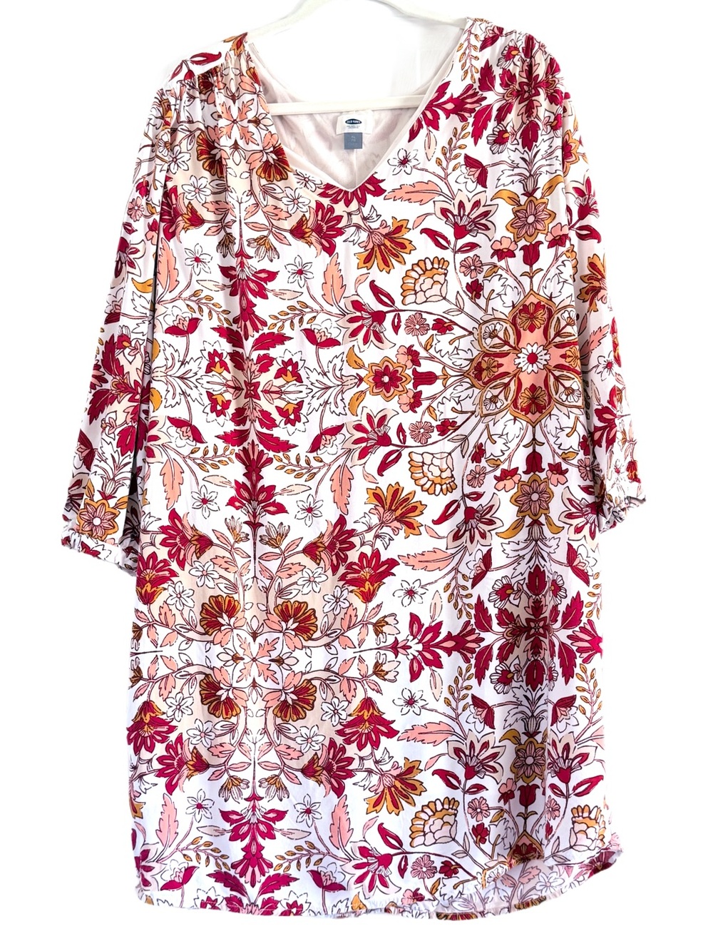 Old Navy Dress White Floral Shift Shirtdress Cottagecore Boho XL